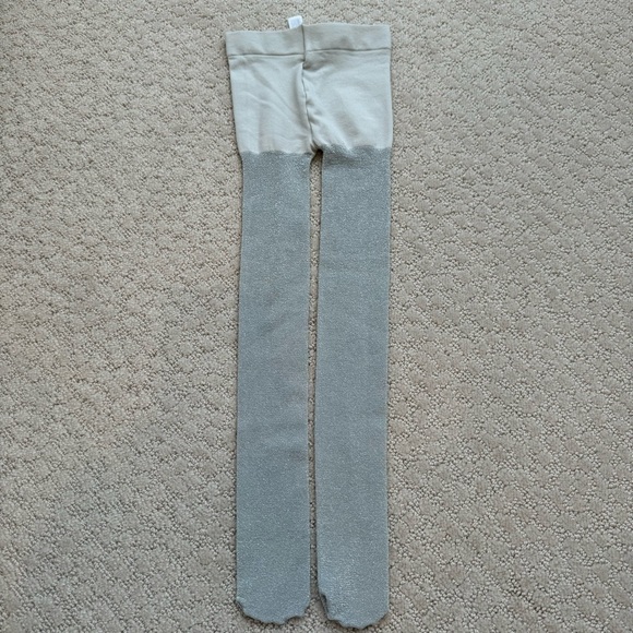 Janie and Jack | Girls Glitter Tight | Color: Silver | Size: 12-24M - Picture 4 of 5
